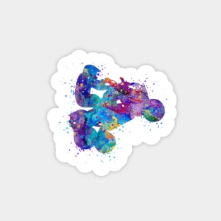 Four Wheeler Riding Boy Blue Purple Watercolor Silhouette Sticker